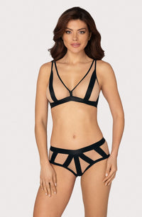 Linsori Noir Sheer Mesh Triangle Bra - back view
