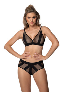 Linsori Noir Sheer Mesh Triangle Bra - side view