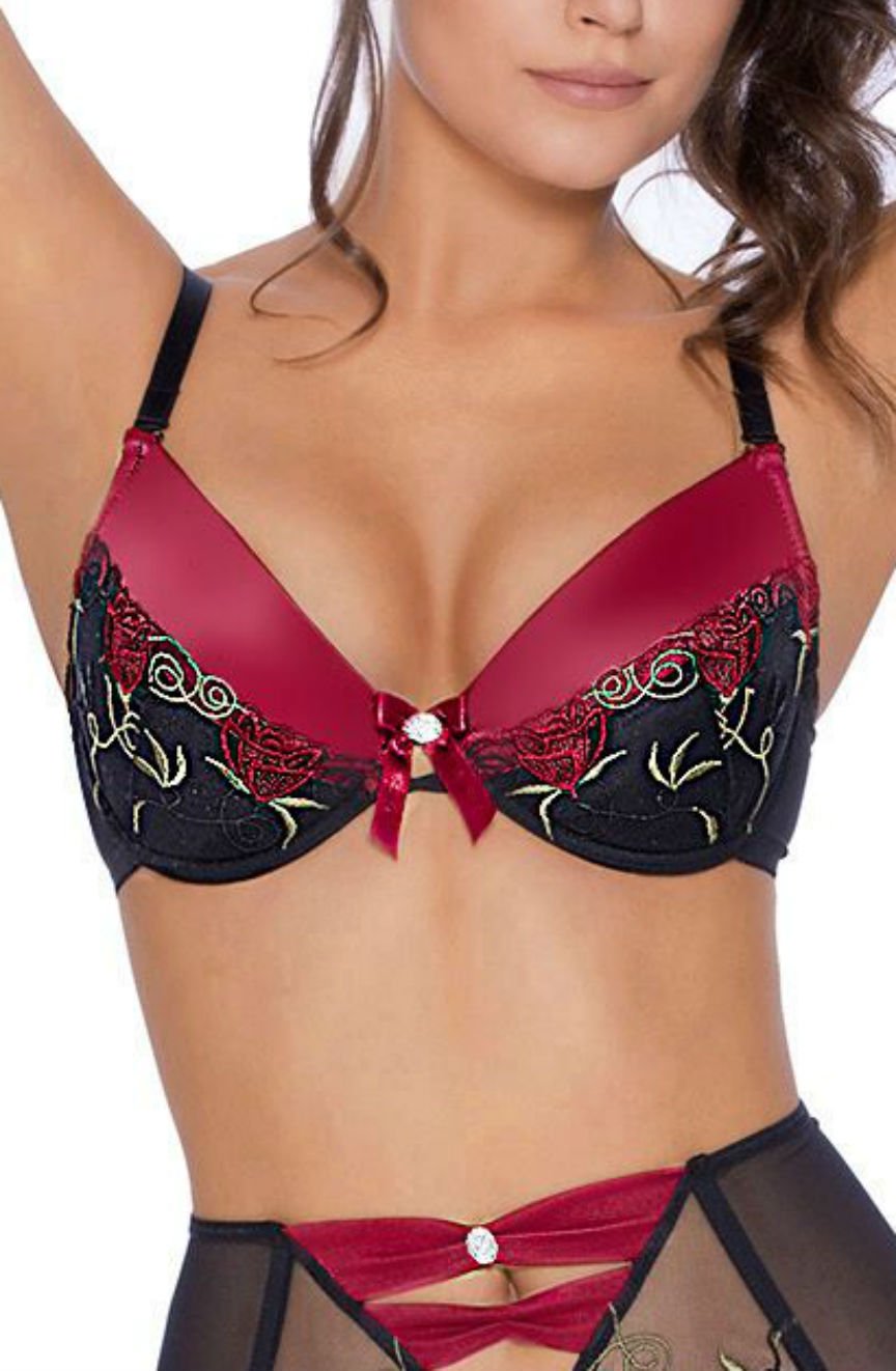 Linsori Midnight Floral Push Up Bra - detail view