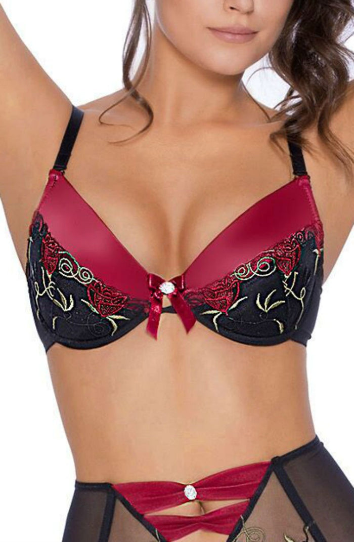 Linsori Midnight Floral Push Up Bra - detail view