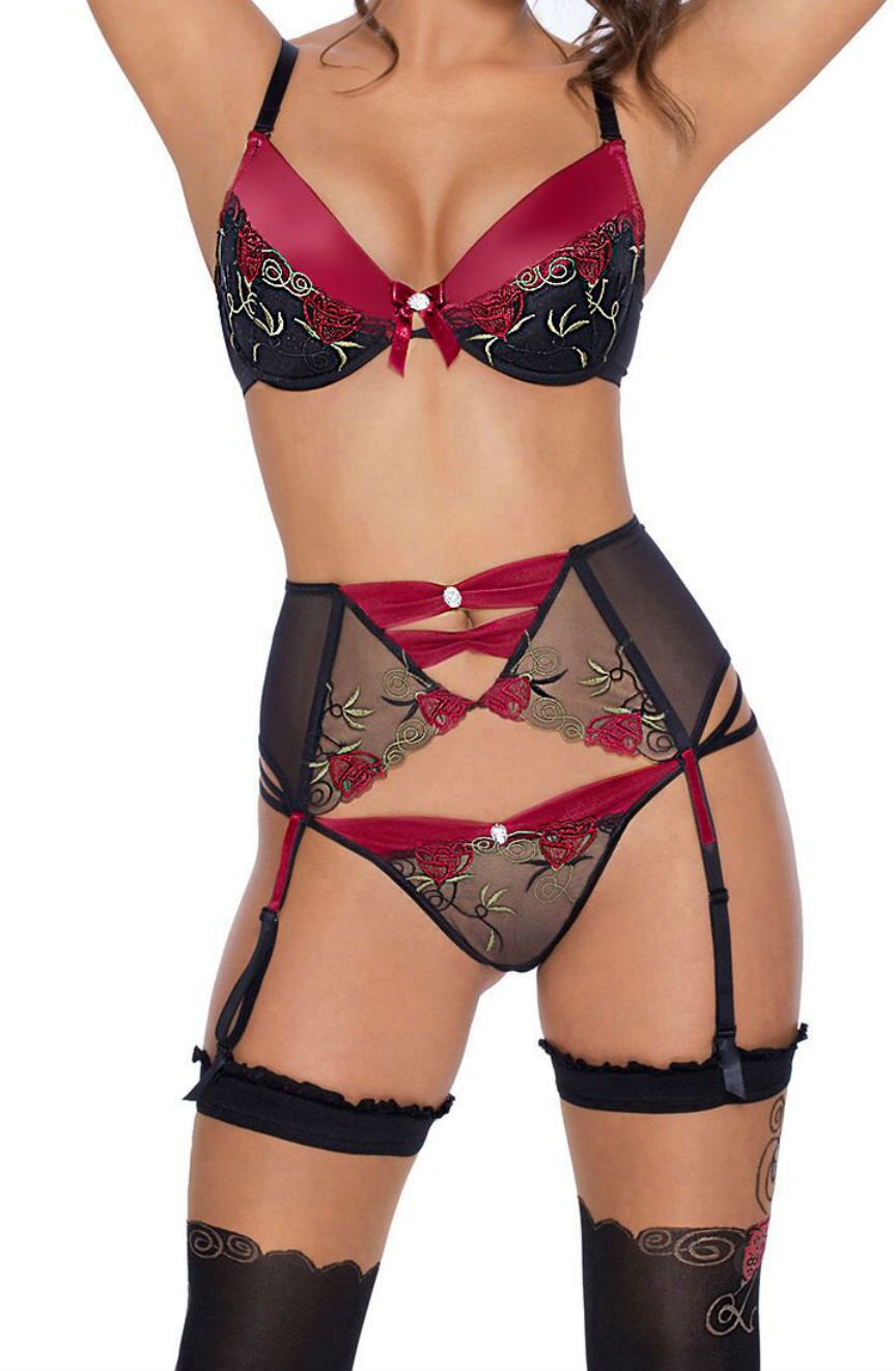 Linsori Midnight Floral Push Up Bra - back view