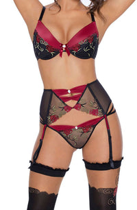 Linsori Midnight Floral Push Up Bra - back view