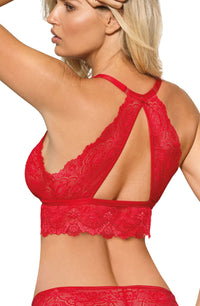 Linsori Scarlet Lace Half Cor Floral Lace Set - back view