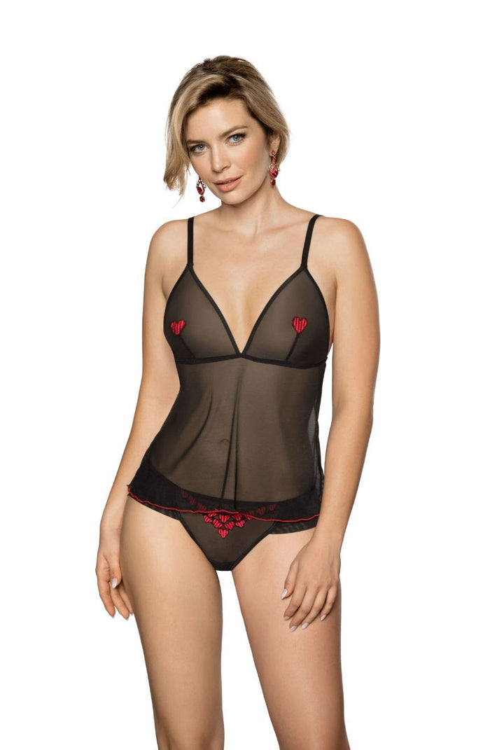 Linsori Noir Heart Embroidered Brief - lifestyle view