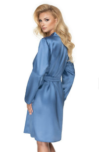 Linsori Azure Satin Embroidered Robe - back view