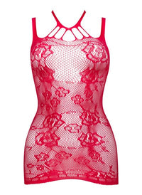 Linsori Scarlet Fishnet Lace Dress - back view