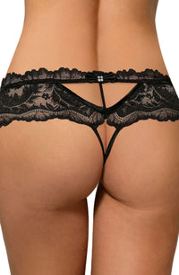 Linsori Sefia Noir Floral Lace Thong - detail view