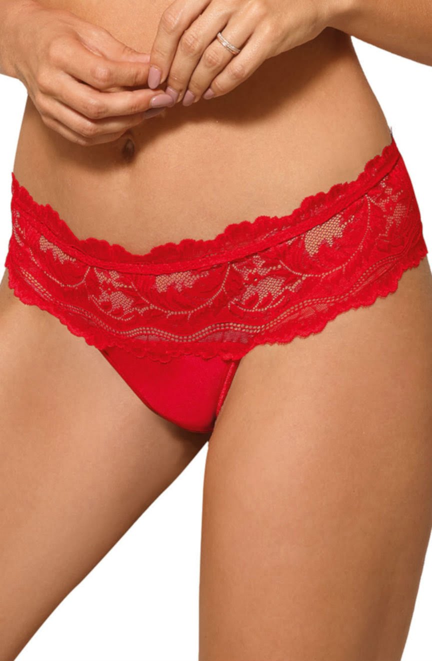 Linsori Sefia Noir Floral Lace Thong - side view