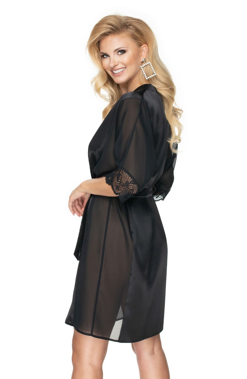 Linsori Pearl Satin Kimono Smooth Satin Robe - detail view