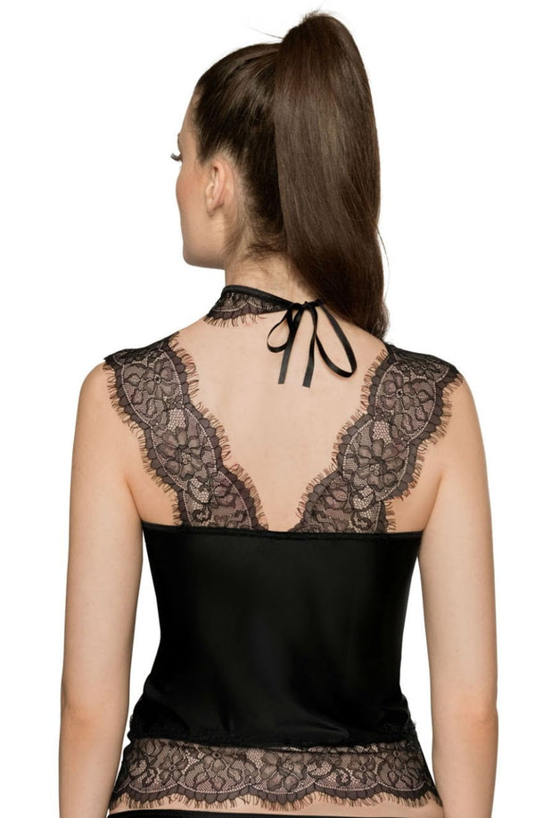 Linsori Noir Eyelash Lace Shirt Piece - back view