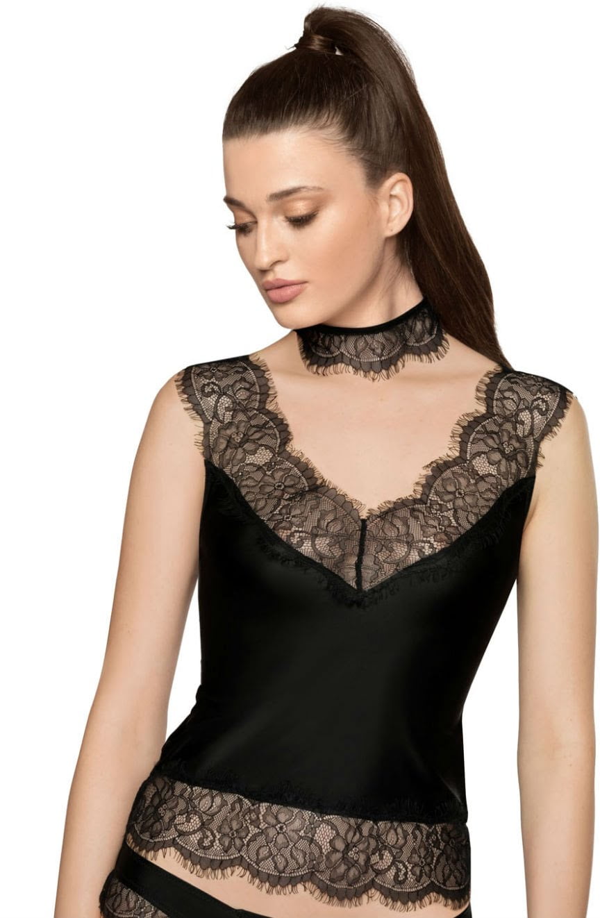 Linsori Noir Eyelash Lace Shirt Piece - side view