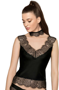 Linsori Noir Eyelash Lace Shirt Piece - side view