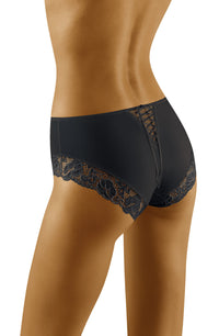Linsori Noir Lace Ribbon Floral Lace Brief - detail view