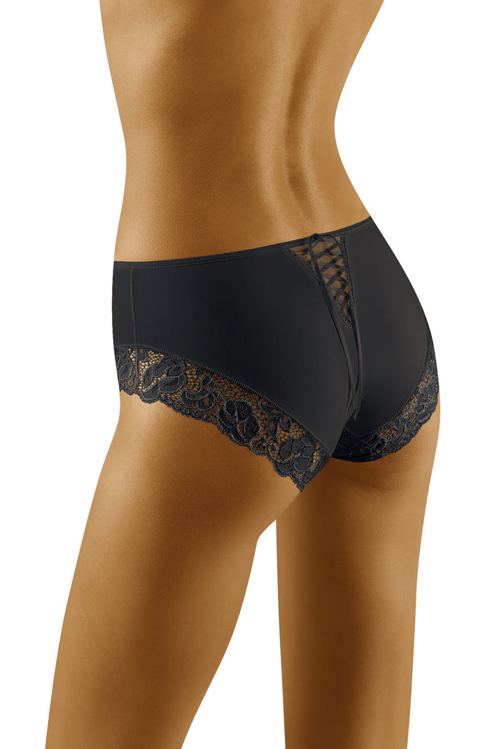 Linsori Noir Lace Ribbon Floral Lace Brief - detail view