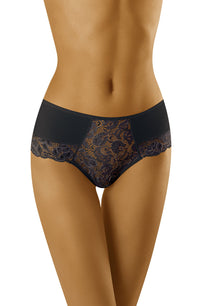 Linsori Noir Lace Ribbon Floral Lace Brief - styled view