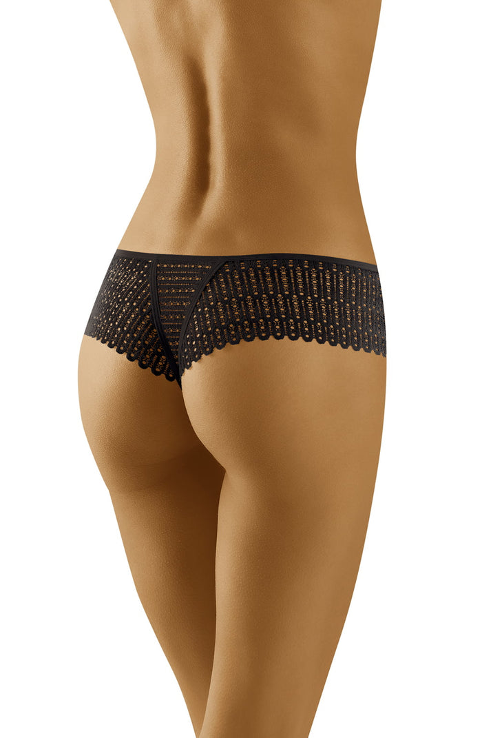 Linsori Noir Lace Thong with Bow Piece - detail view