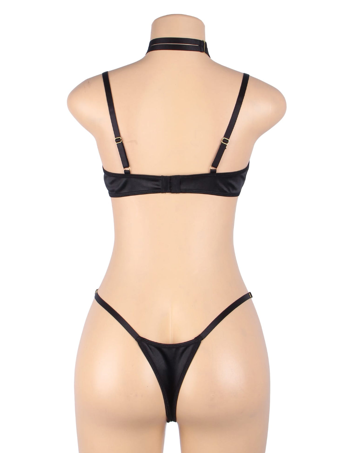Linsori Noir Velvet Halter Bra Set - lifestyle view