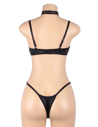Linsori Noir Velvet Halter Bra Set - lifestyle view