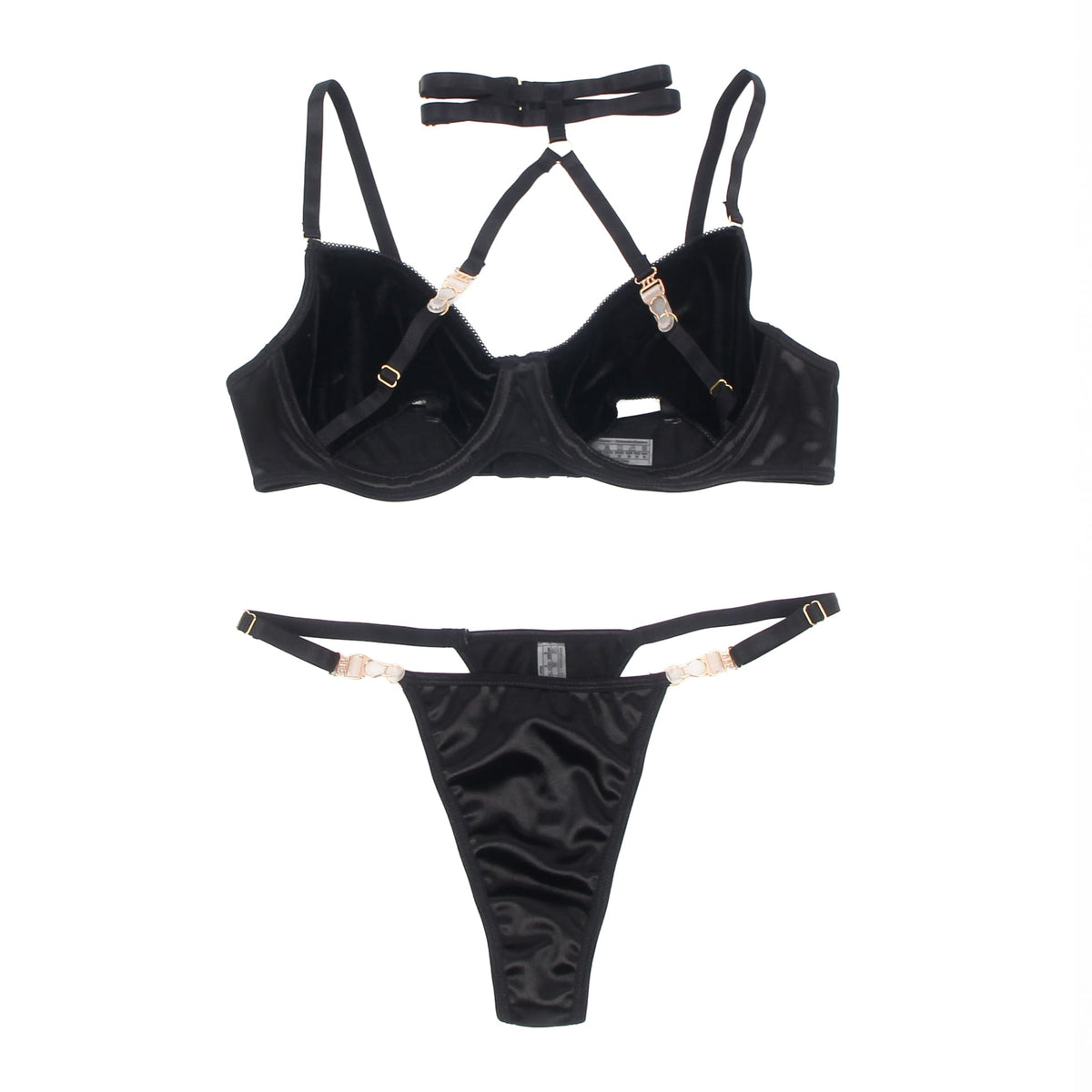 Linsori Noir Velvet Halter Set Plus - product view