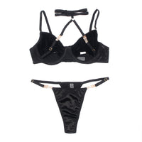 Linsori Noir Velvet Halter Set Plus - product view