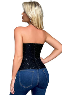 Linsori Noir Sequin Boned Cor Delicate Set - back view