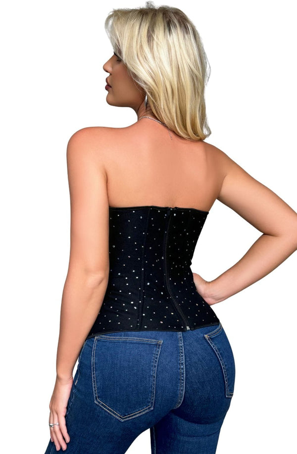Linsori Noir Sequin Boned Cor Delicate Set - back view