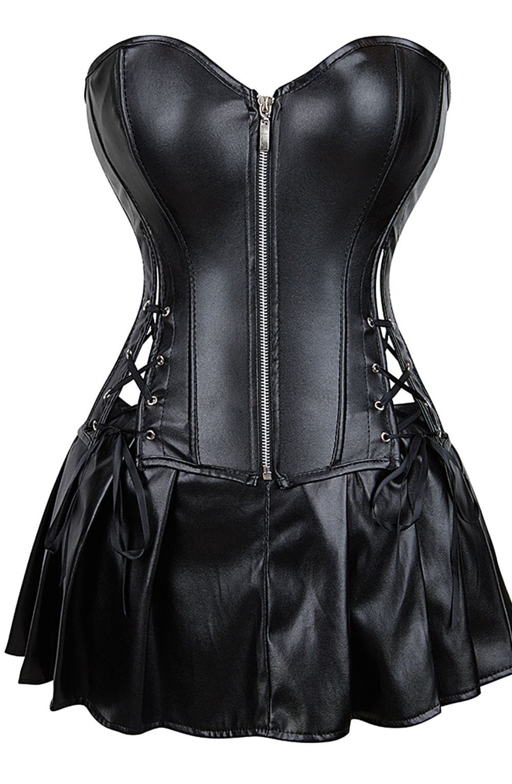 Linsori Noir Faux Leather Corset Skirt - detail view